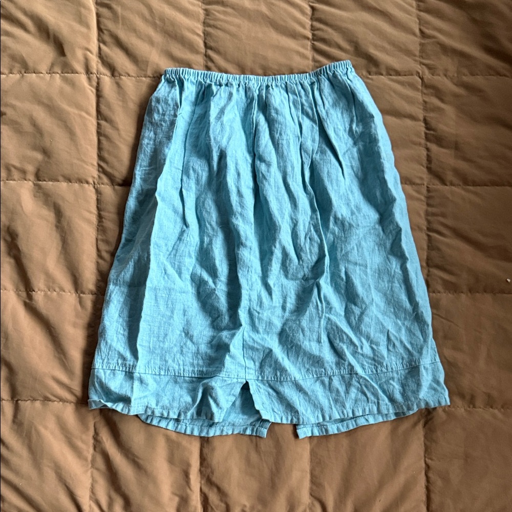 Blue 100 percent linen vintage Women's Skirt